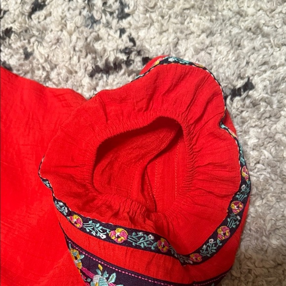 The Pioneer Woman Red Dress with Embroidered Sleeves - Picture 12 of 14